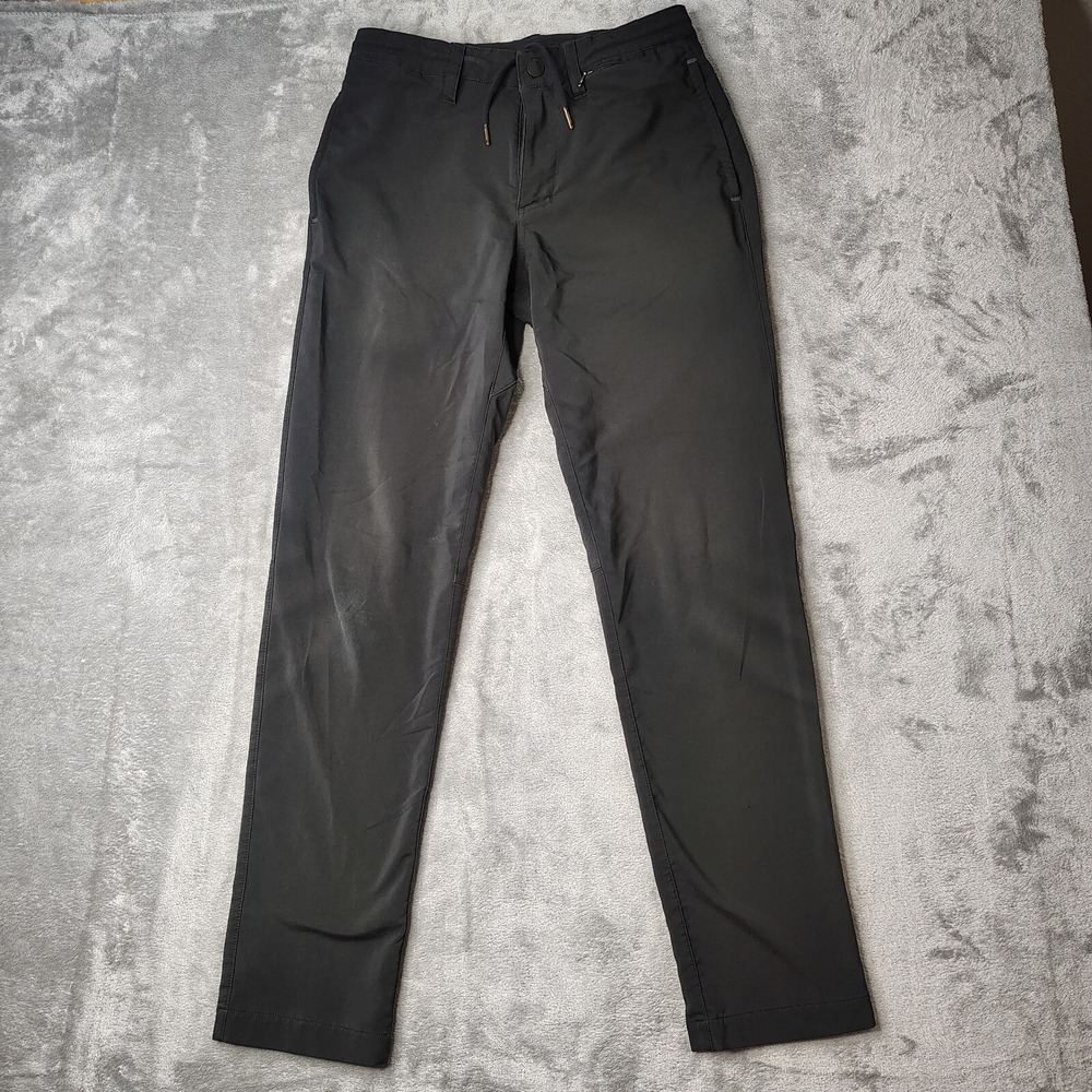 Zella Pyrite Knit Pants Mens 28 Black Solid Drawstring Waist Performance Tech